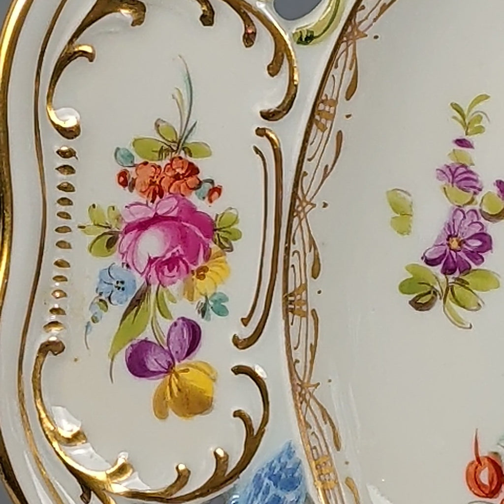 Antique Dresden Germany 10.5” Hand Painted Floral Cabinet Plate Gold Gilt6