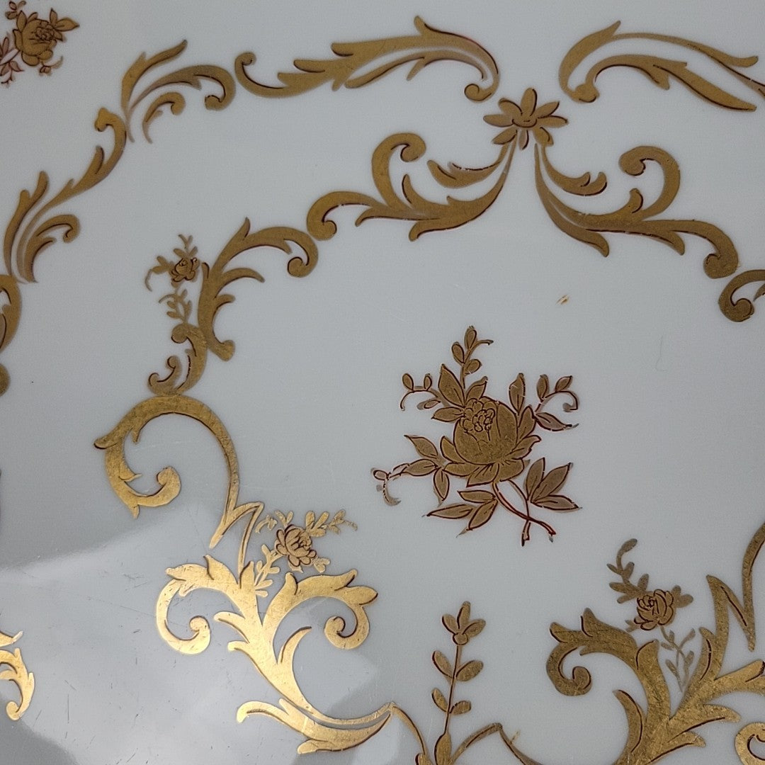 Limoges France Porcelain Vanity Tray White with Gold Gilt Floral Scroll14