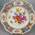 Antique Dresden Germany 10.5” Hand Painted Floral Cabinet Plate Gold Gilt0