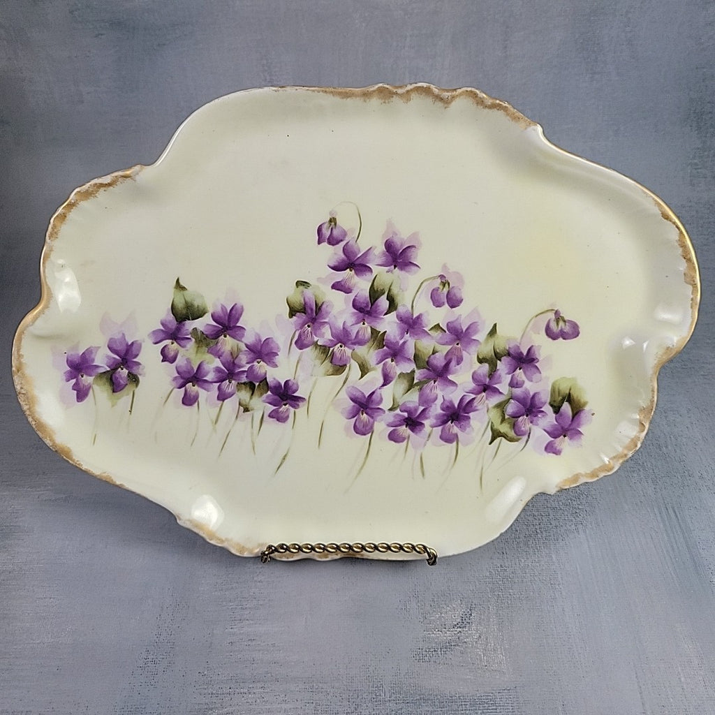 Antique Limoges CFH/GDM Hand-Painted Violets Vanity Tray France c.1890 Signed5