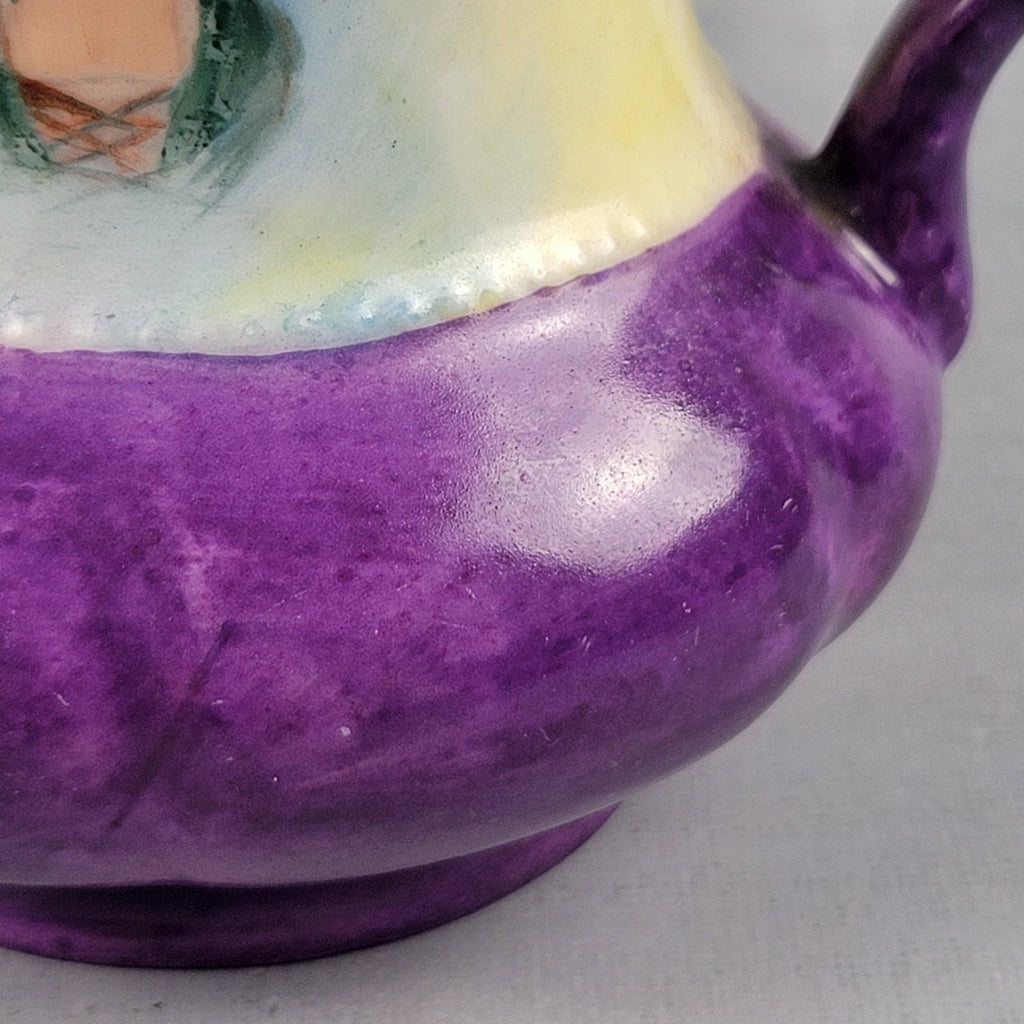 Antique Limoges NVC Portrait Sugar Bowl Jonquil Yellow & Purple Art Nouveau8