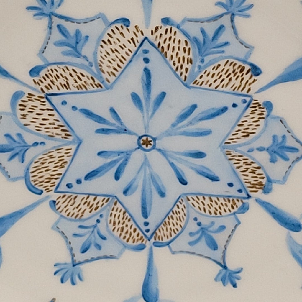 Antique Limoges Elite Hand Painted Blue Gold Art Star Snowflake Plate Signed1