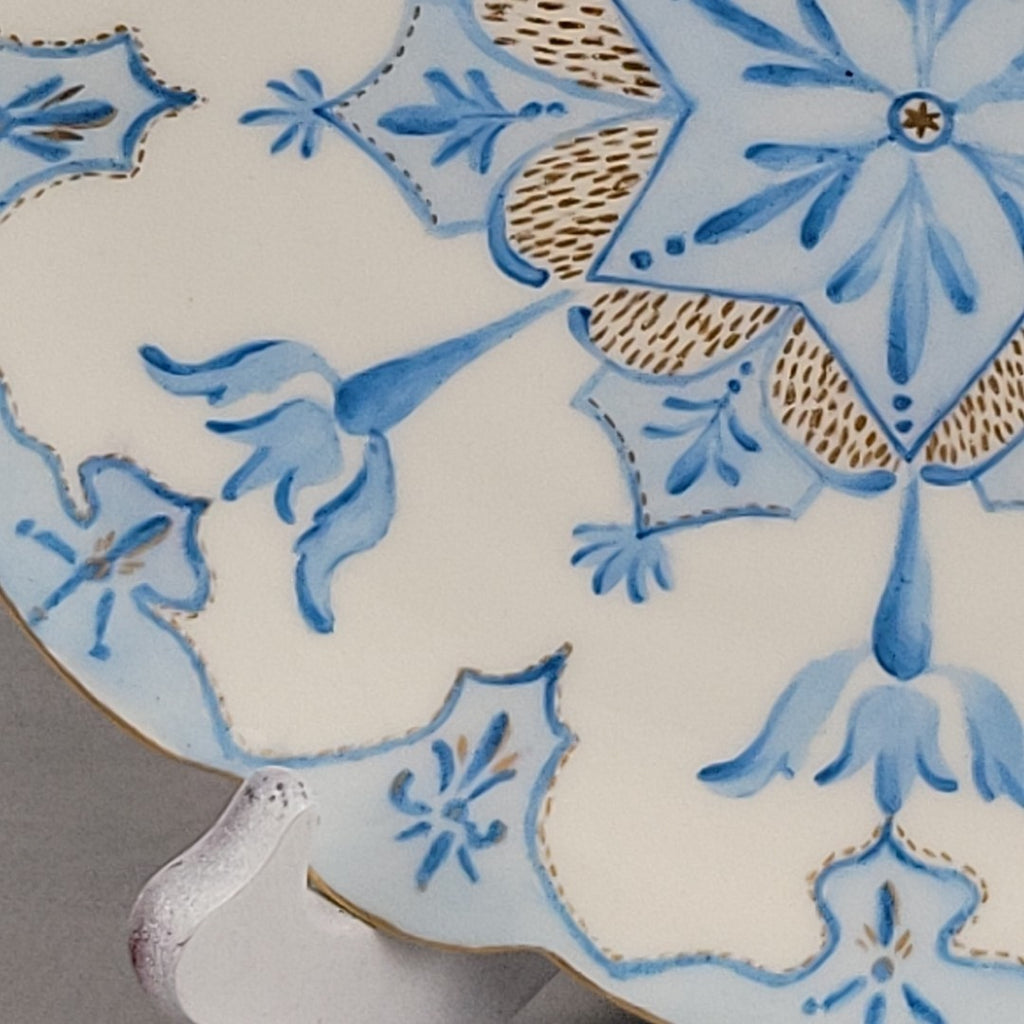 Antique Limoges Elite Hand Painted Blue Gold Art Star Snowflake Plate Signed7
