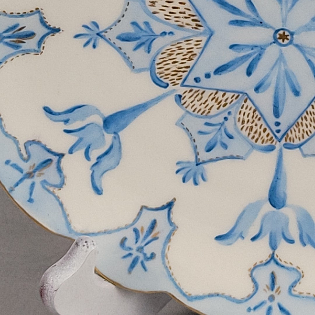 Antique Limoges Elite Hand Painted Blue Gold Art Star Snowflake Plate Signed7