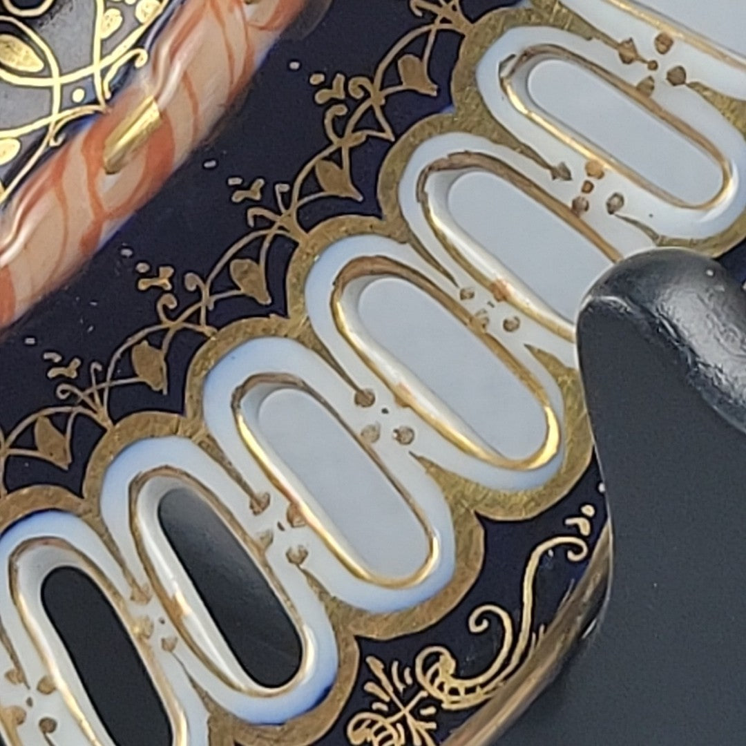 Antique Dresden Hand Painted Watteau Scene Cobalt Gold Pierced Plate 9.5”9