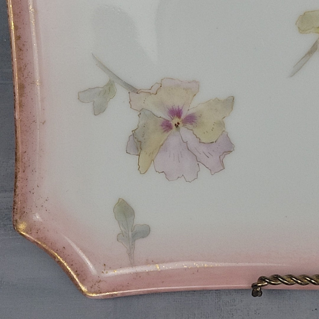 Pairpoint Limoges Vanity Tray Pink Pastel Pansies Gold Trim c.19056