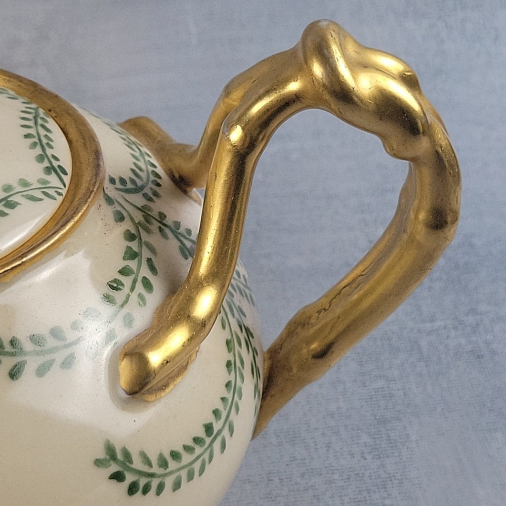 Antique JP Limoges Art Nouveau Teapot Gold Branch Handles France Pouyat7