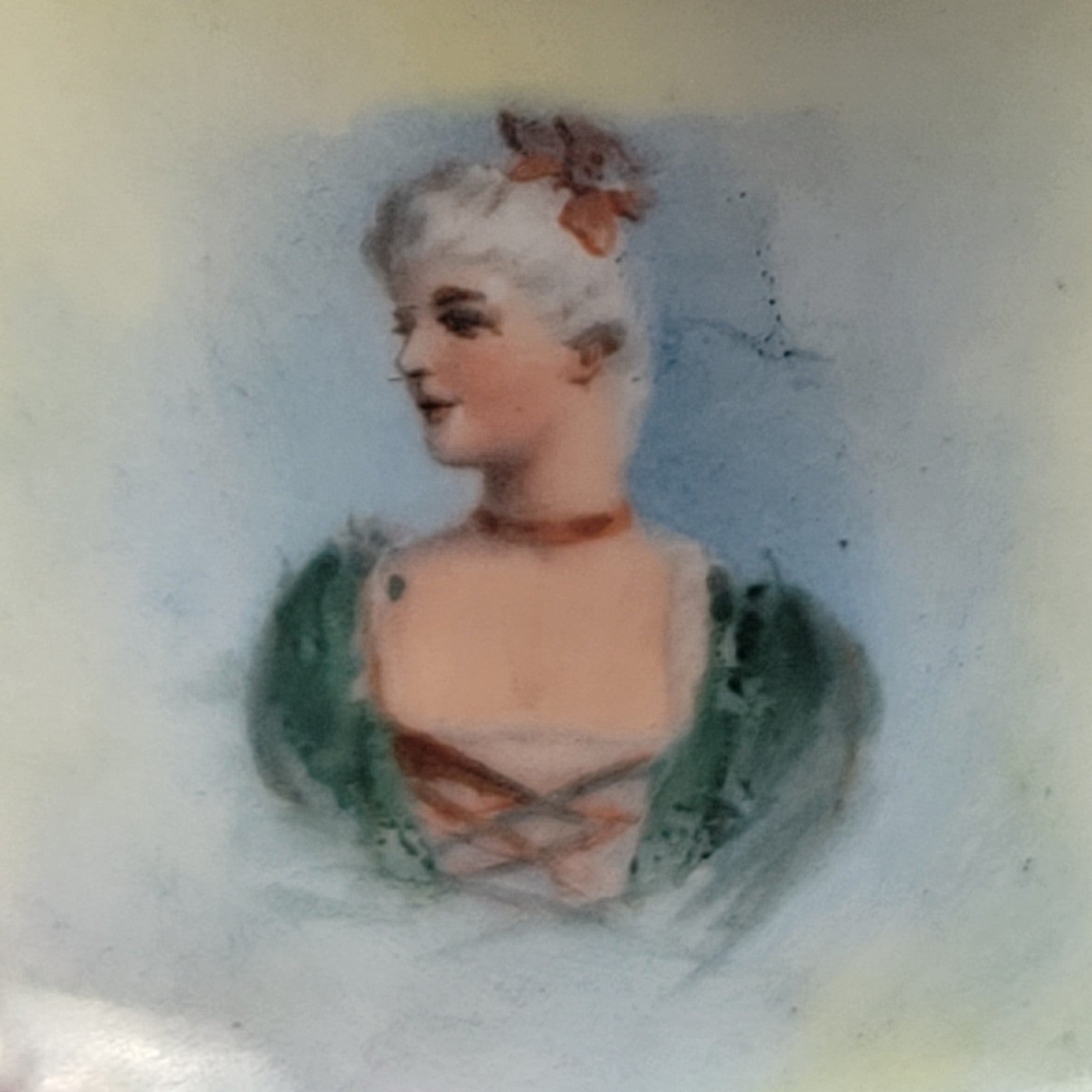 Antique Limoges NVC Portrait Sugar Bowl Jonquil Yellow & Purple Art Nouveau3