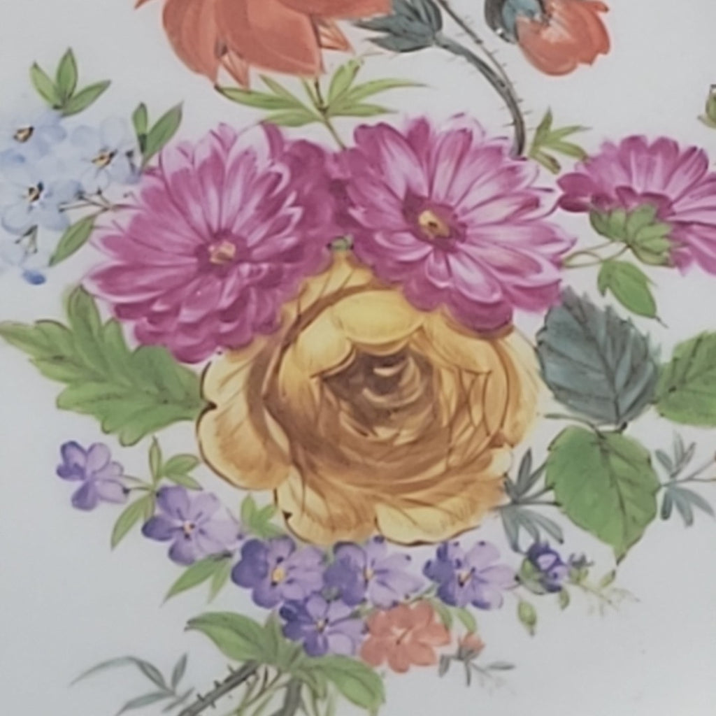 Carl Thieme Style Dresden Reticulated Plate Raised Enamel Floral Gold Trim 9"10