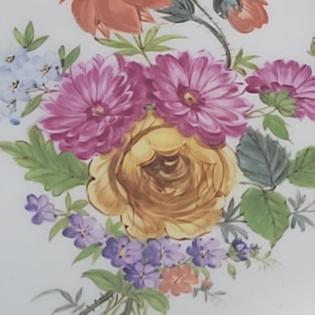 Carl Thieme Style Dresden Reticulated Plate Raised Enamel Floral Gold Trim 9"10