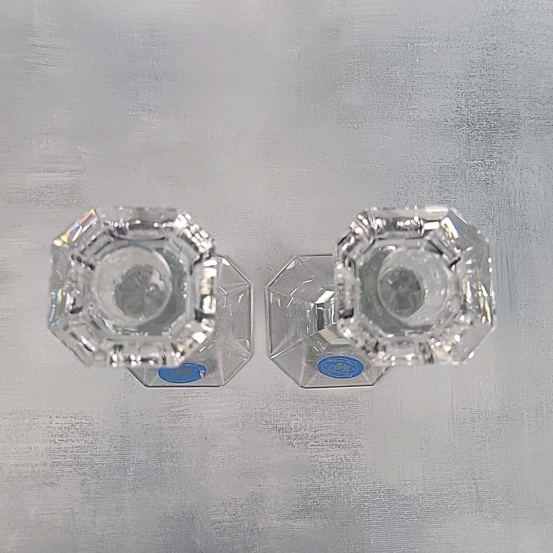 German Lead Crystal Candlesticks Pair 6.25” Whisper Collection4