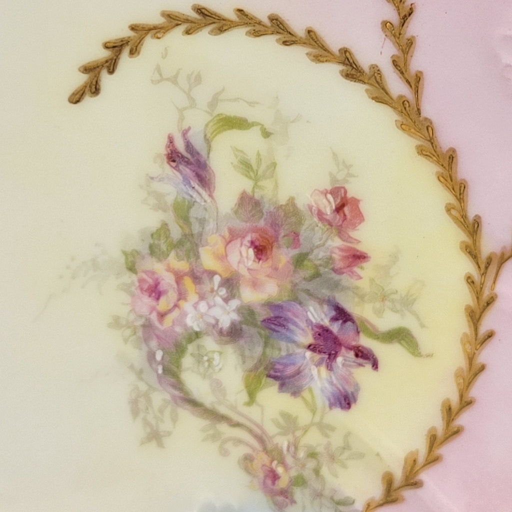 Antique Limoges Charger Plate 12.5” Partridge & Richardson Pastel Florals Gilt8