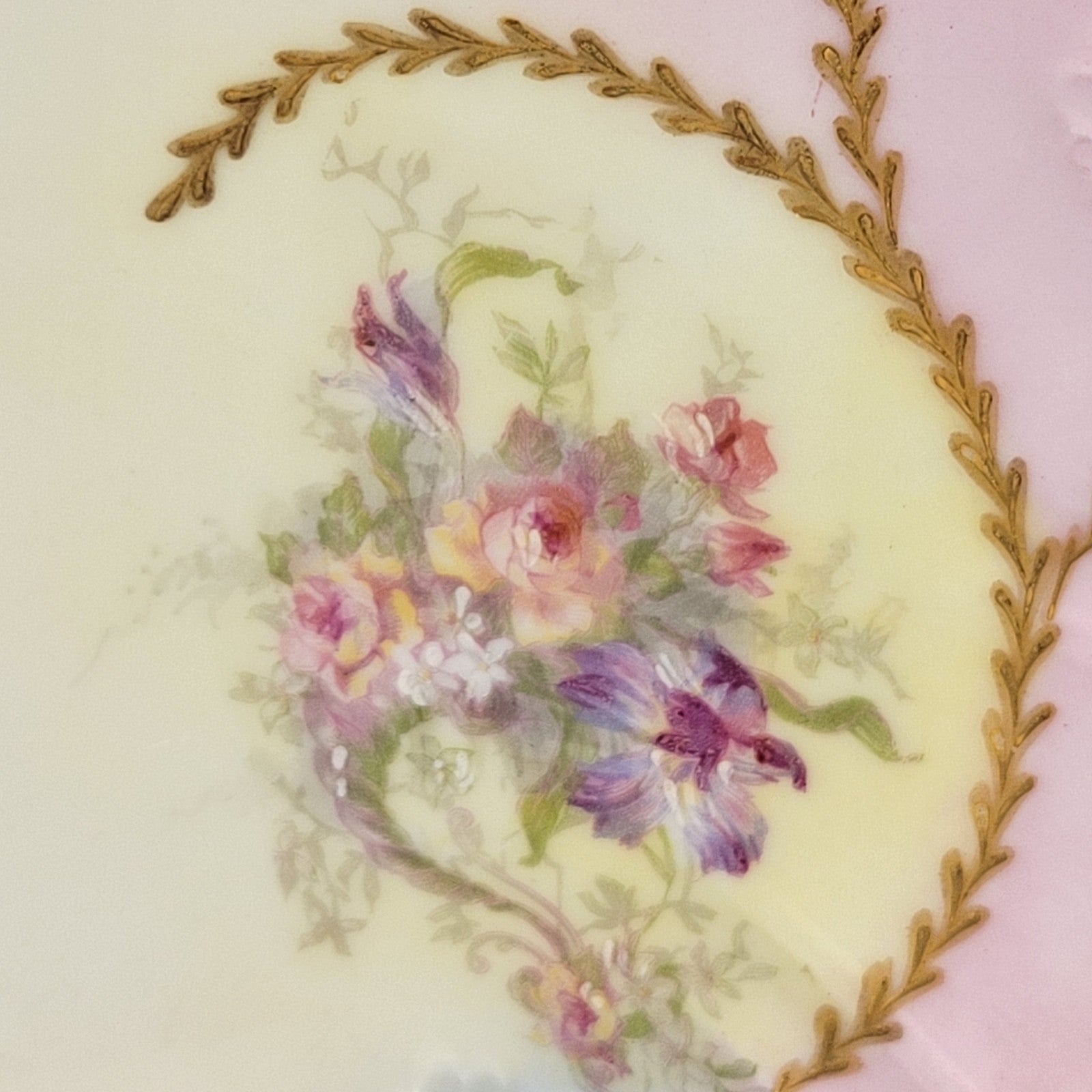 Antique Limoges Charger Plate 12.5” Partridge & Richardson Pastel Florals Gilt8