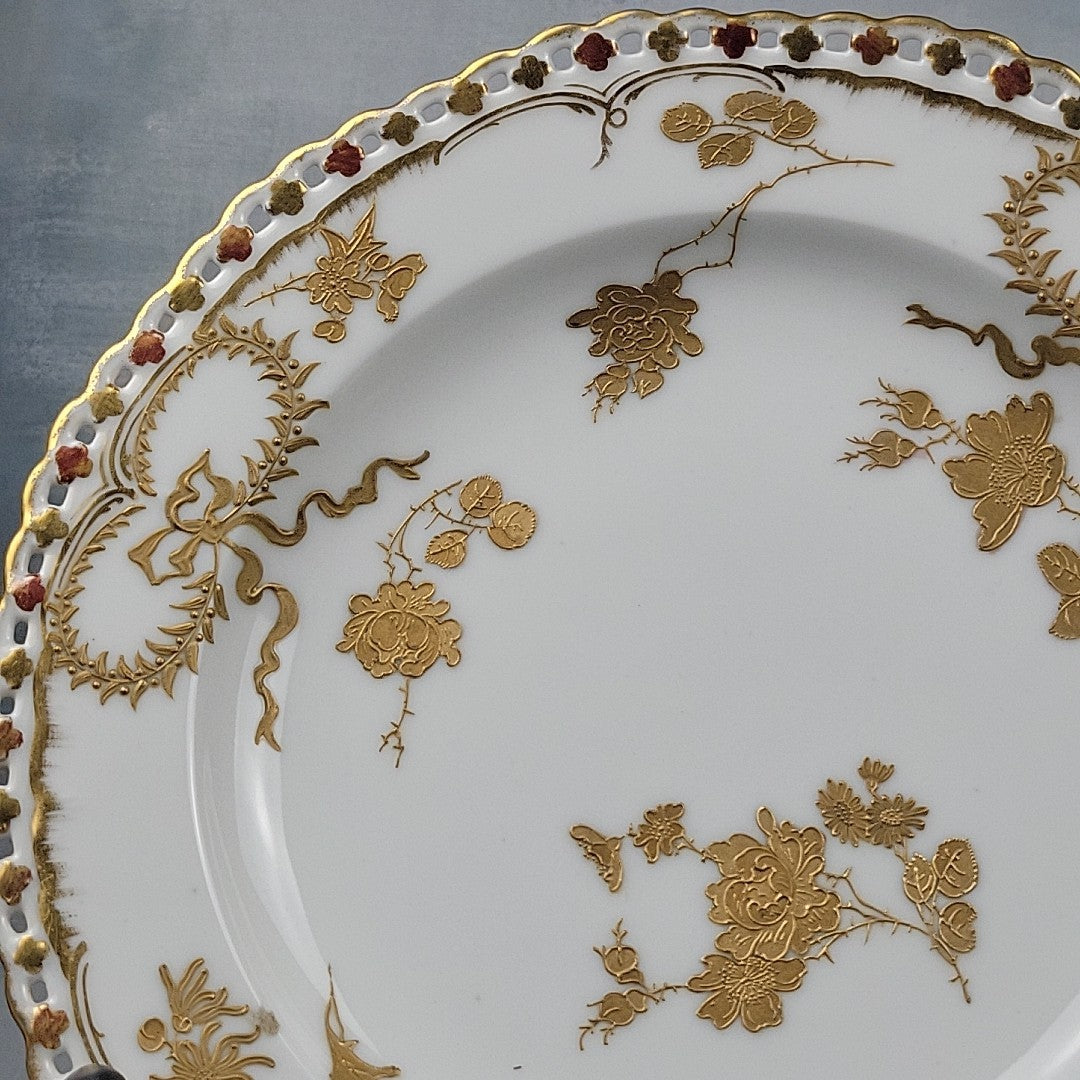 Pairpoint  Limoges Reticulated Gold Floral Gilt Plate c.19001