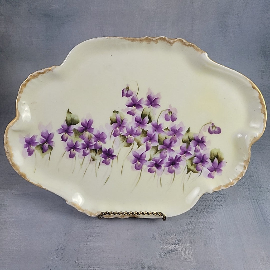 Antique Limoges CFH/GDM Hand-Painted Violets Vanity Tray France c.1890 Signed3