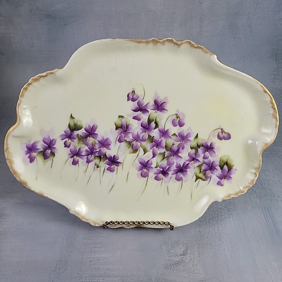 Antique Limoges CFH/GDM Hand-Painted Violets Vanity Tray France c.1890 Signed3