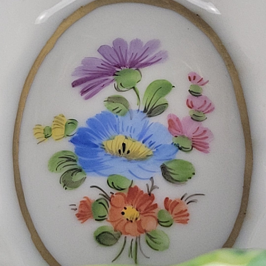 Dresden Germany Reticulated Porcelain Basket Forget Me Not Flowers & Vine Handle6