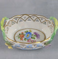 Dresden Germany Reticulated Porcelain Basket Forget Me Not Flowers & Vine Handle0