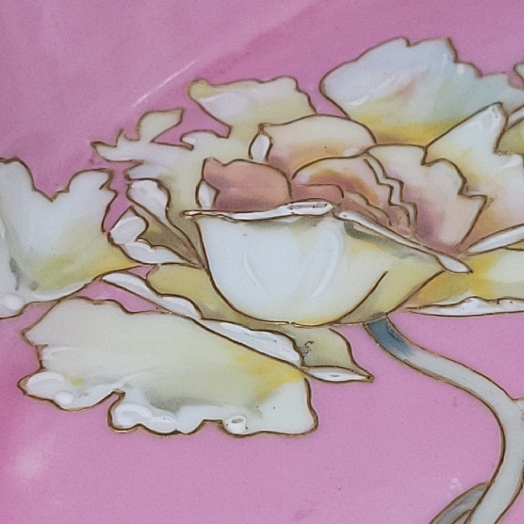 Limoges Pairpoint Reticulated Serving Tray Pink Raised Enamel & Gilt3