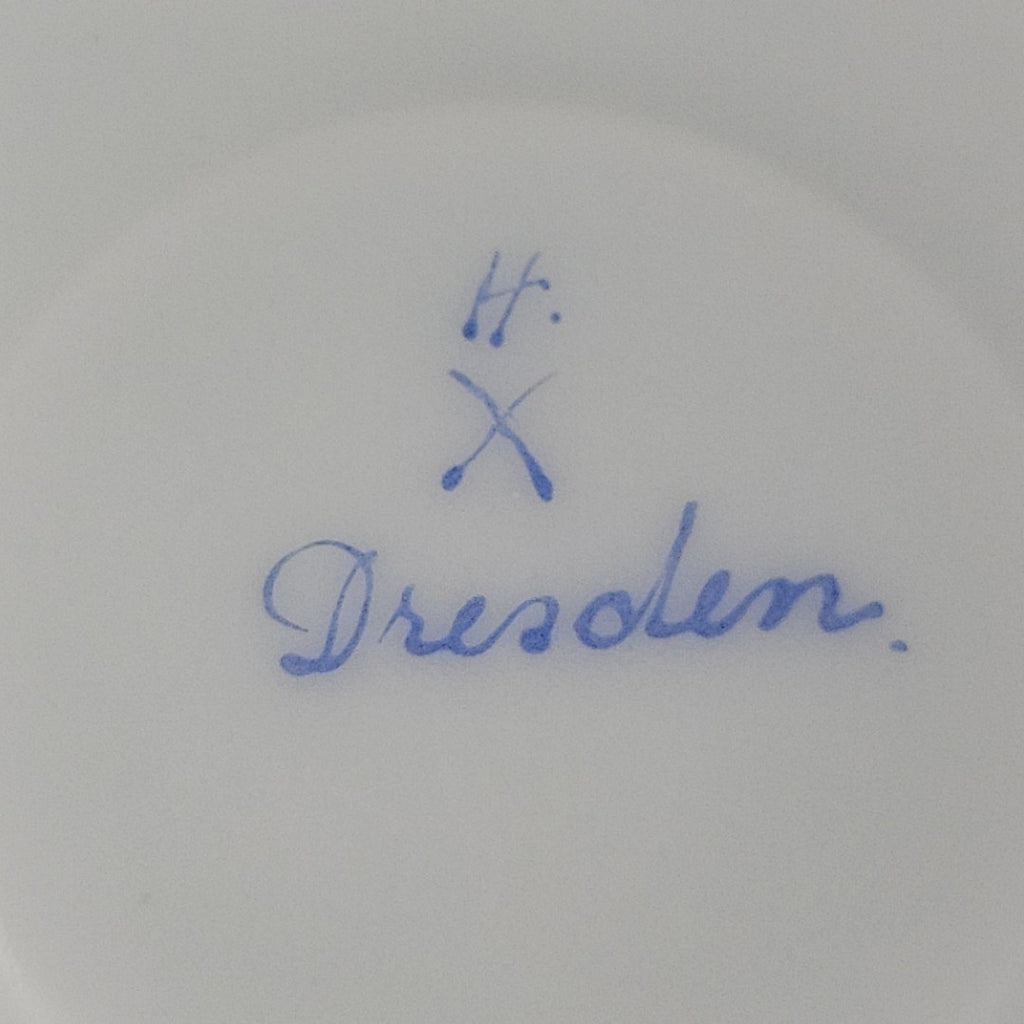 Antique Dresden Tea Cup & Saucer Hand Painted Floral Gilt Scalloped Mold2