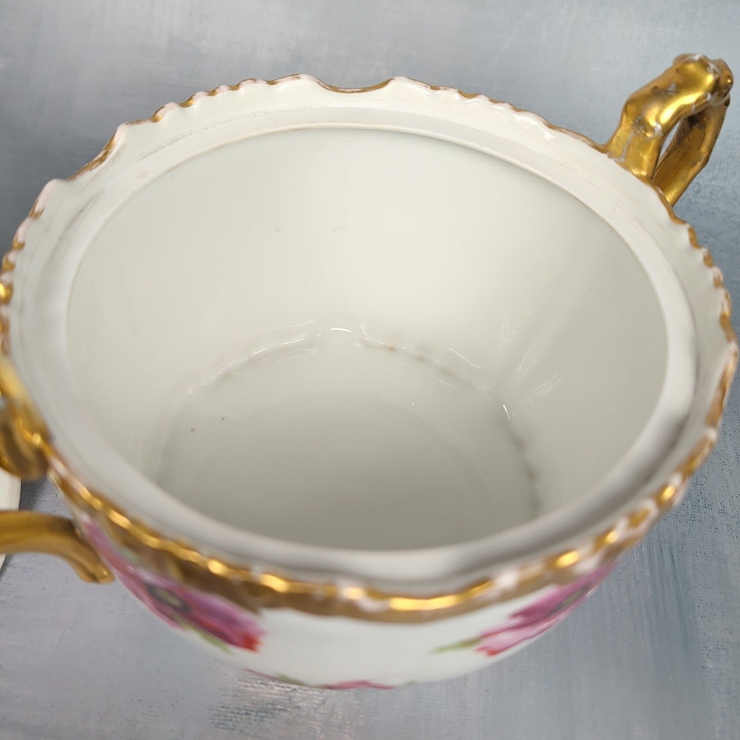 JP France Limoges Antique Poppies Porcelain Hand Painted Biscuit Cracker Jar 16