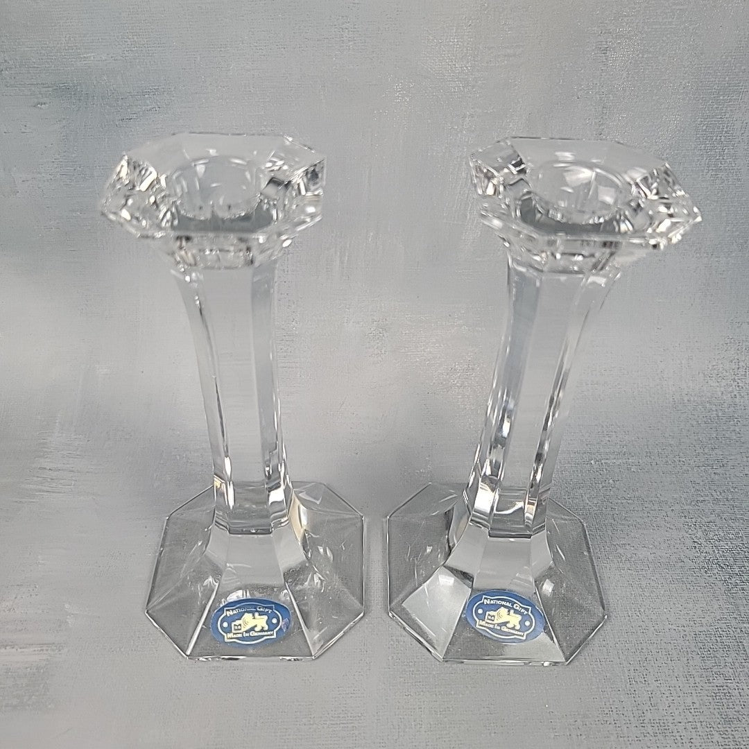 German Lead Crystal Candlesticks Pair 6.25” Whisper Collection3