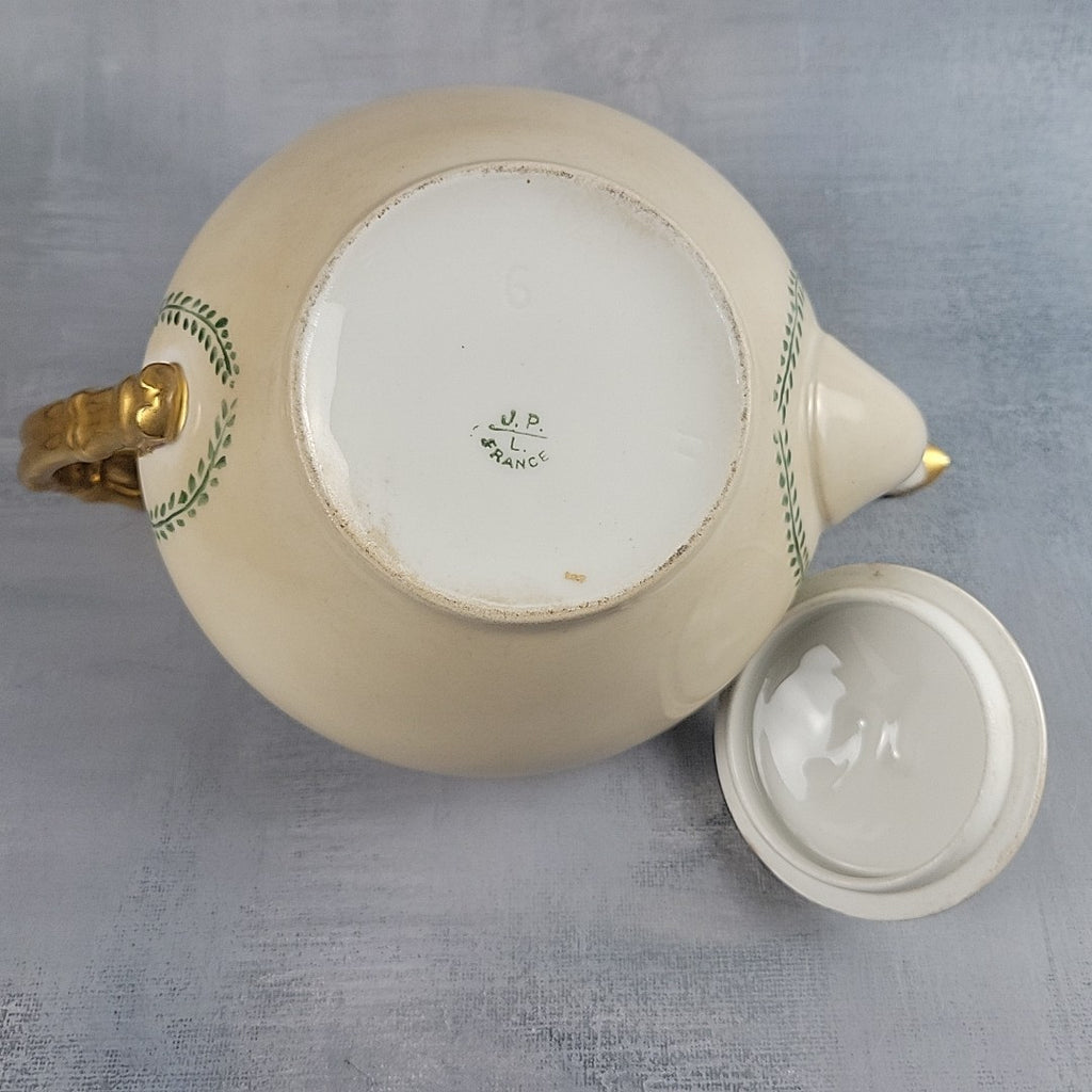 Antique JP Limoges Art Nouveau Teapot Gold Branch Handles France Pouyat17