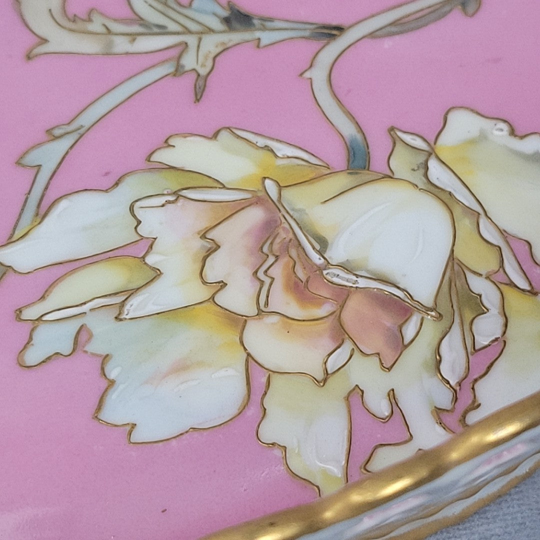 Limoges Pairpoint Reticulated Serving Tray Pink Raised Enamel & Gilt15