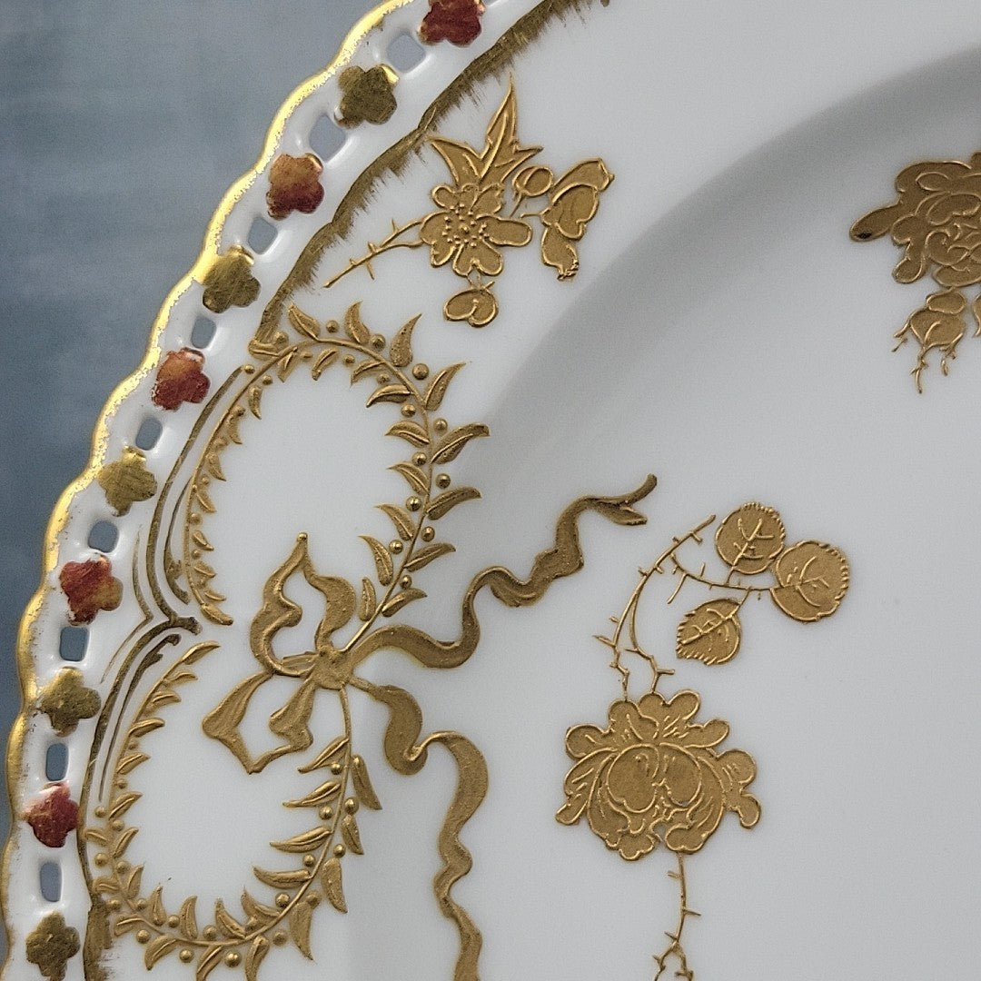 Pairpoint  Limoges Reticulated Gold Floral Gilt Plate c.19003