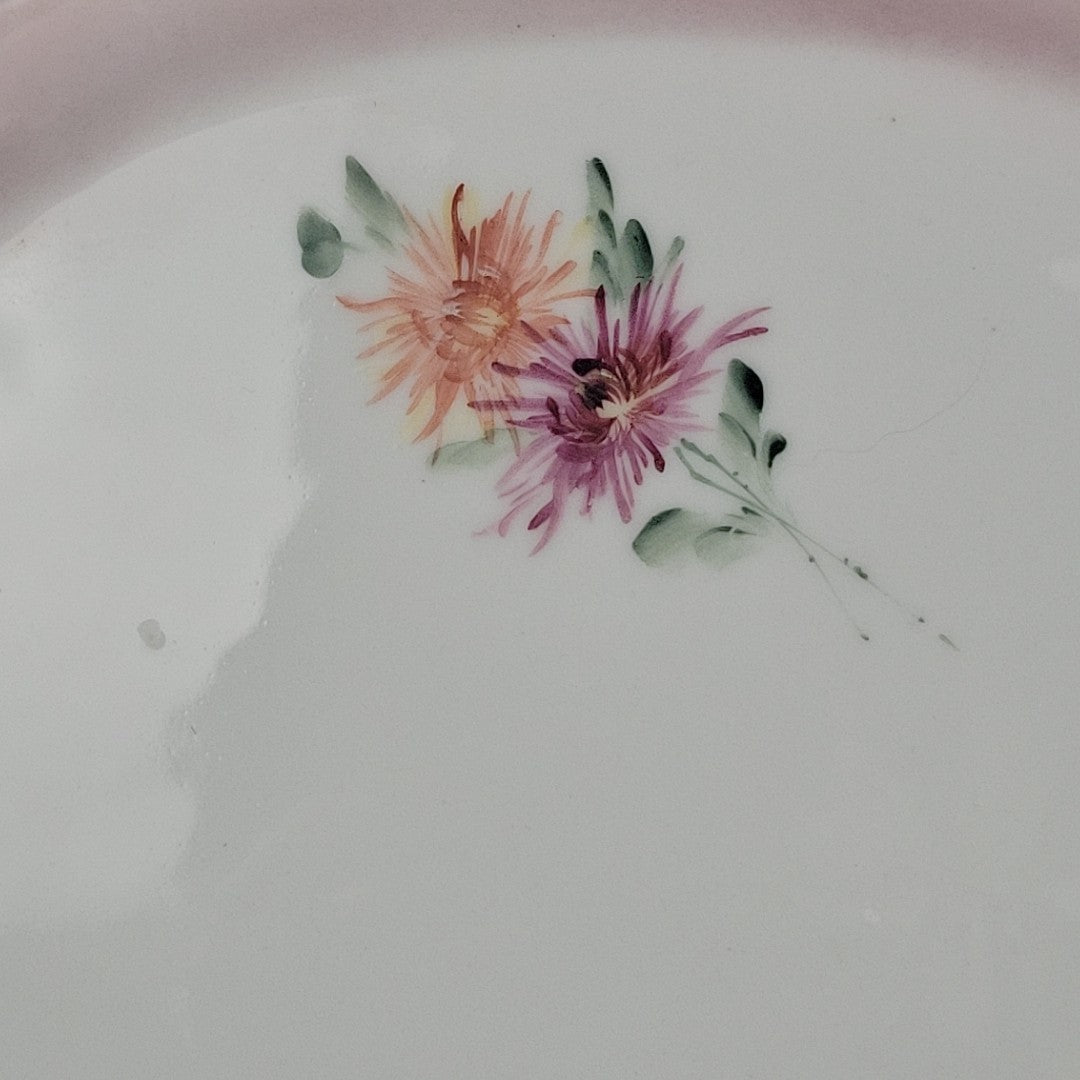 Antique Limoges France Kidney Pairpoint Vanity Tray Blush Pink Floral 12”4