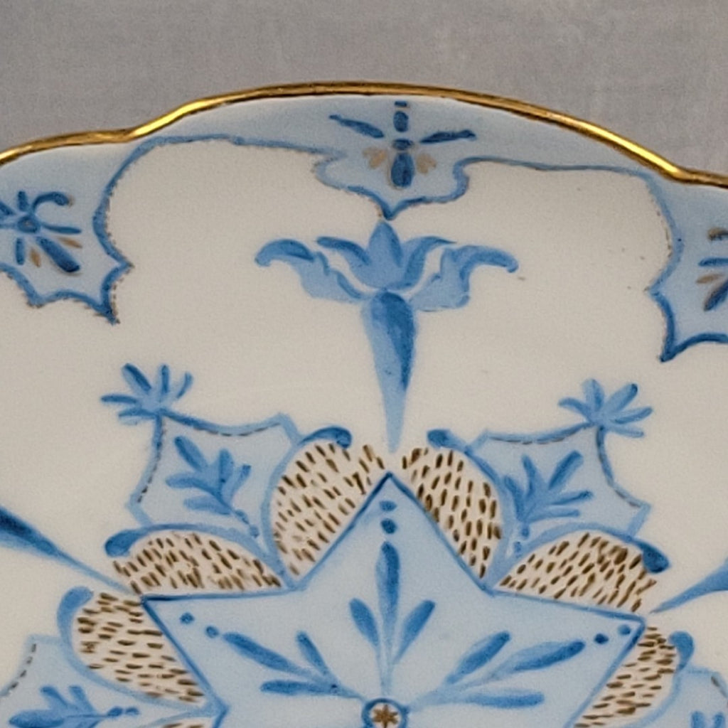 Antique Limoges Elite Hand Painted Blue Gold Art Star Snowflake Plate Signed3