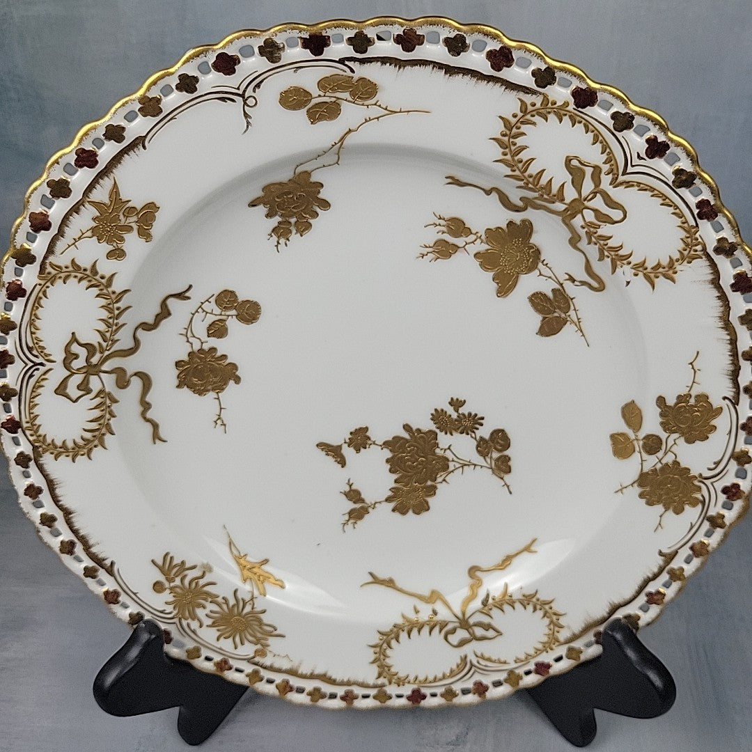 Pairpoint  Limoges Reticulated Gold Floral Gilt Plate c.190013
