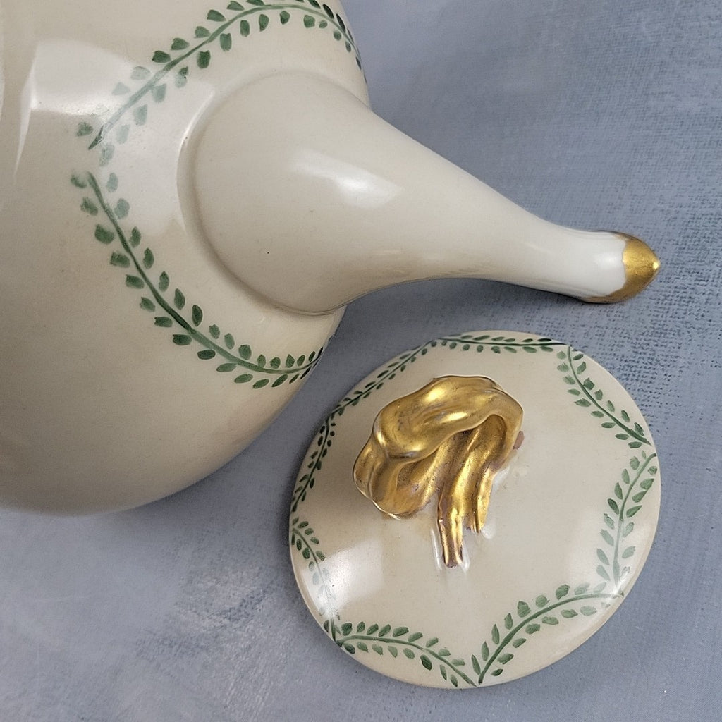 Antique JP Limoges Art Nouveau Teapot Gold Branch Handles France Pouyat11