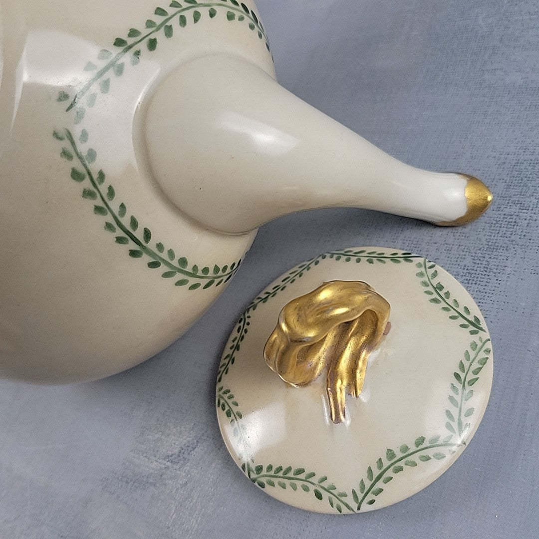 Antique JP Limoges Art Nouveau Teapot Gold Branch Handles France Pouyat11