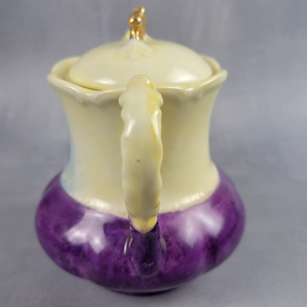 Antique Limoges NVC Portrait Sugar Bowl Jonquil Yellow & Purple Art Nouveau10