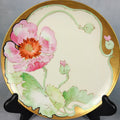 Antique Limoges Coronet France Hand Painted Pink Poppy Plate Signed Lamour 0