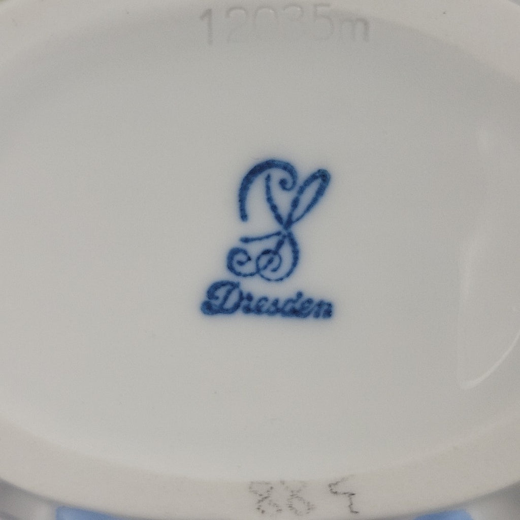 Dresden Germany Reticulated Porcelain Basket Forget Me Not Flowers & Vine Handle15