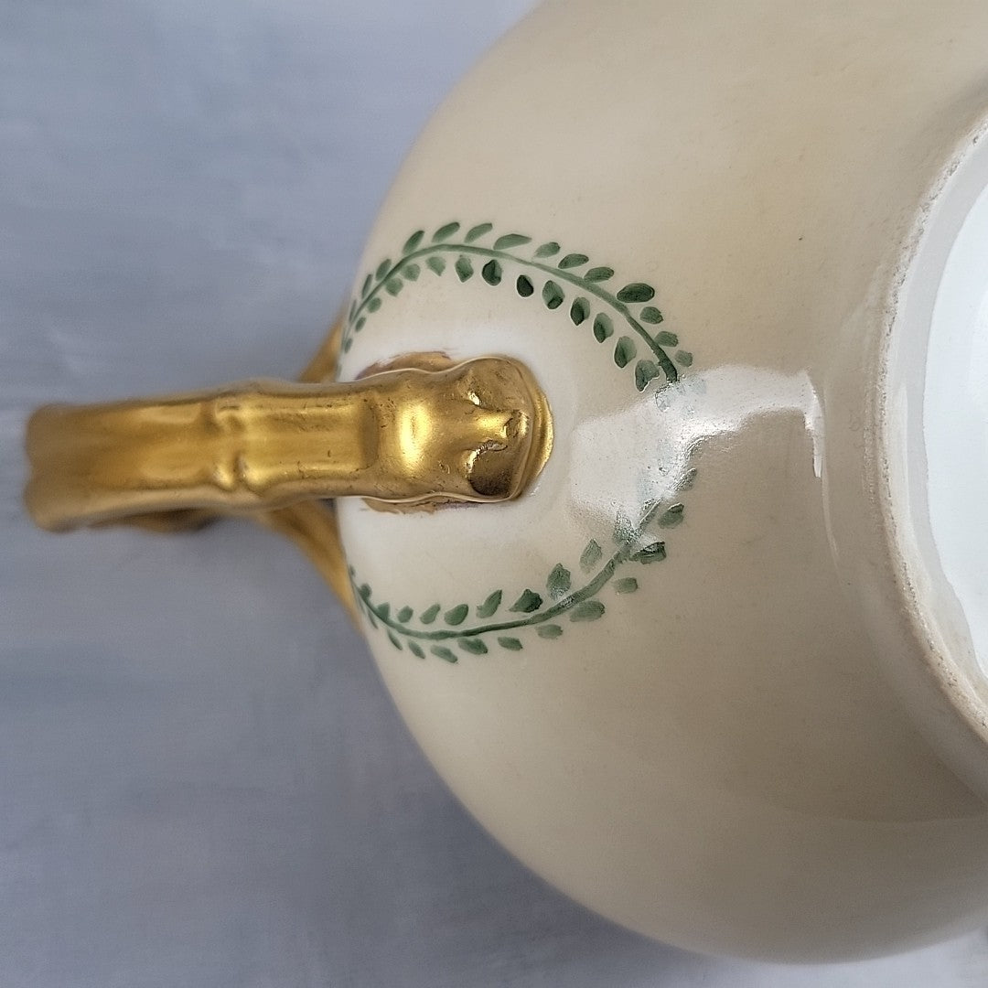 Antique JP Limoges Art Nouveau Teapot Gold Branch Handles France Pouyat9