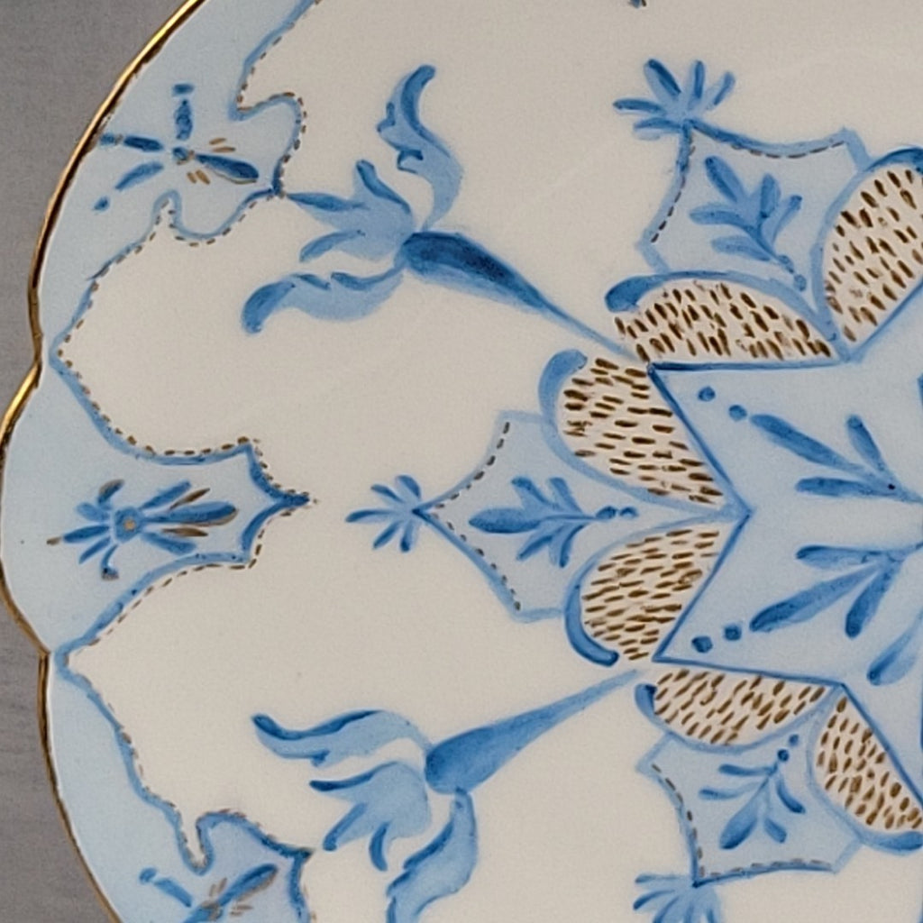 Antique Limoges Elite Hand Painted Blue Gold Art Star Snowflake Plate Signed6