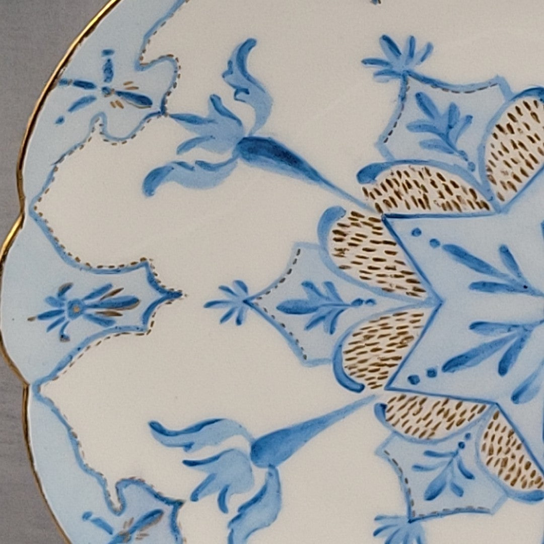 Antique Limoges Elite Hand Painted Blue Gold Art Star Snowflake Plate Signed6