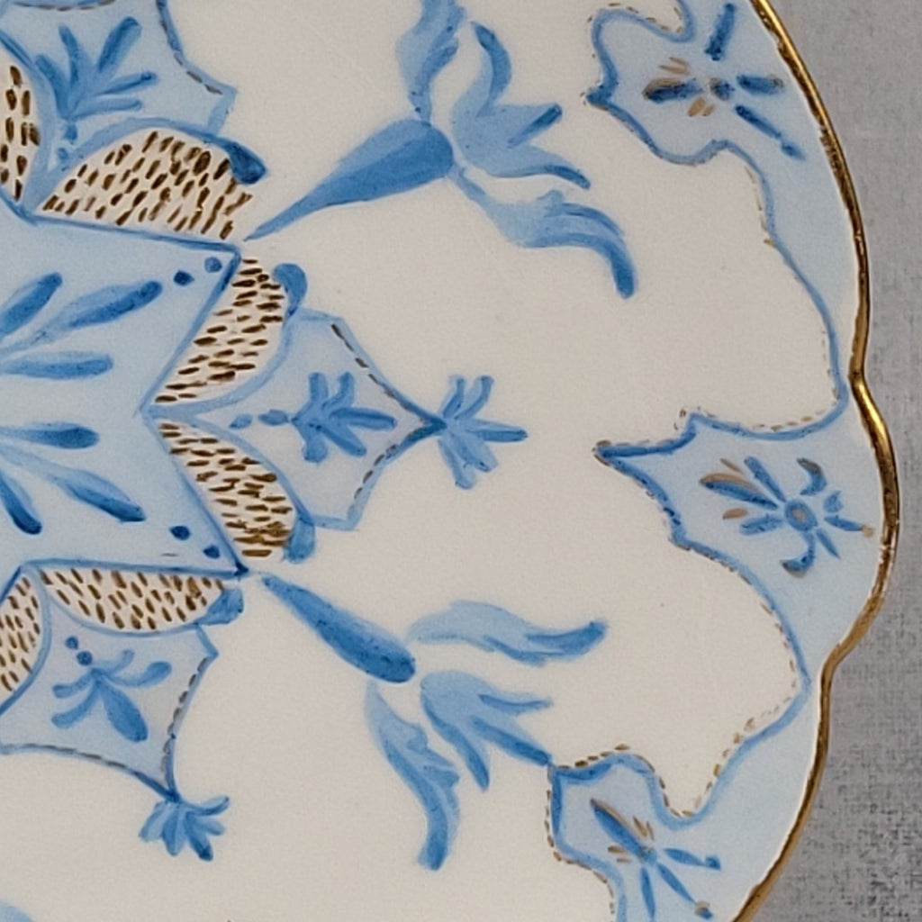 Antique Limoges Elite Hand Painted Blue Gold Art Star Snowflake Plate Signed4
