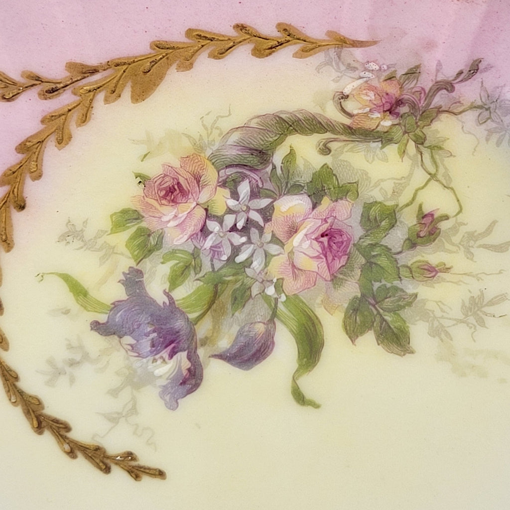Antique Limoges Charger Plate 12.5” Partridge & Richardson Pastel Florals Gilt10