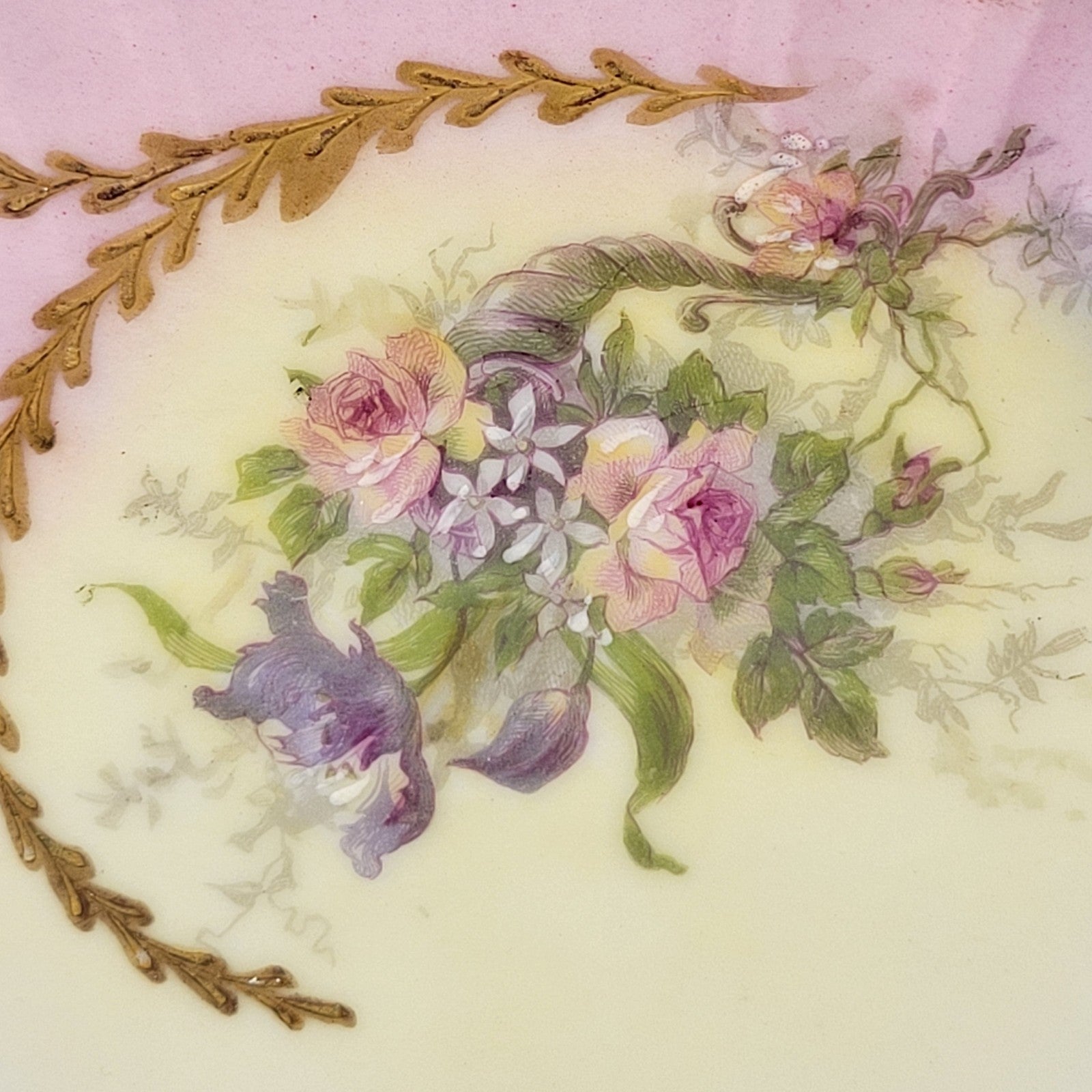 Antique Limoges Charger Plate 12.5” Partridge & Richardson Pastel Florals Gilt10