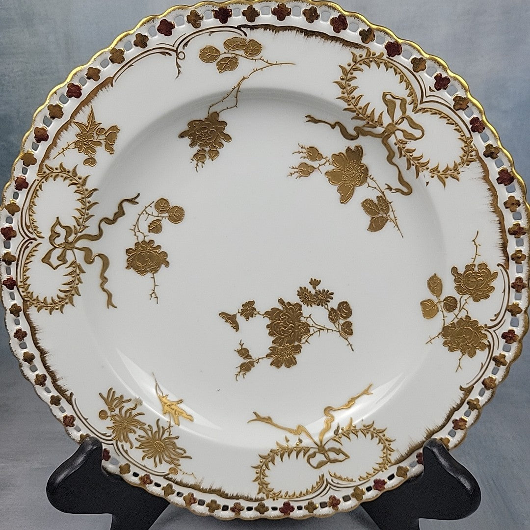 Pairpoint  Limoges Reticulated Gold Floral Gilt Plate c.19000