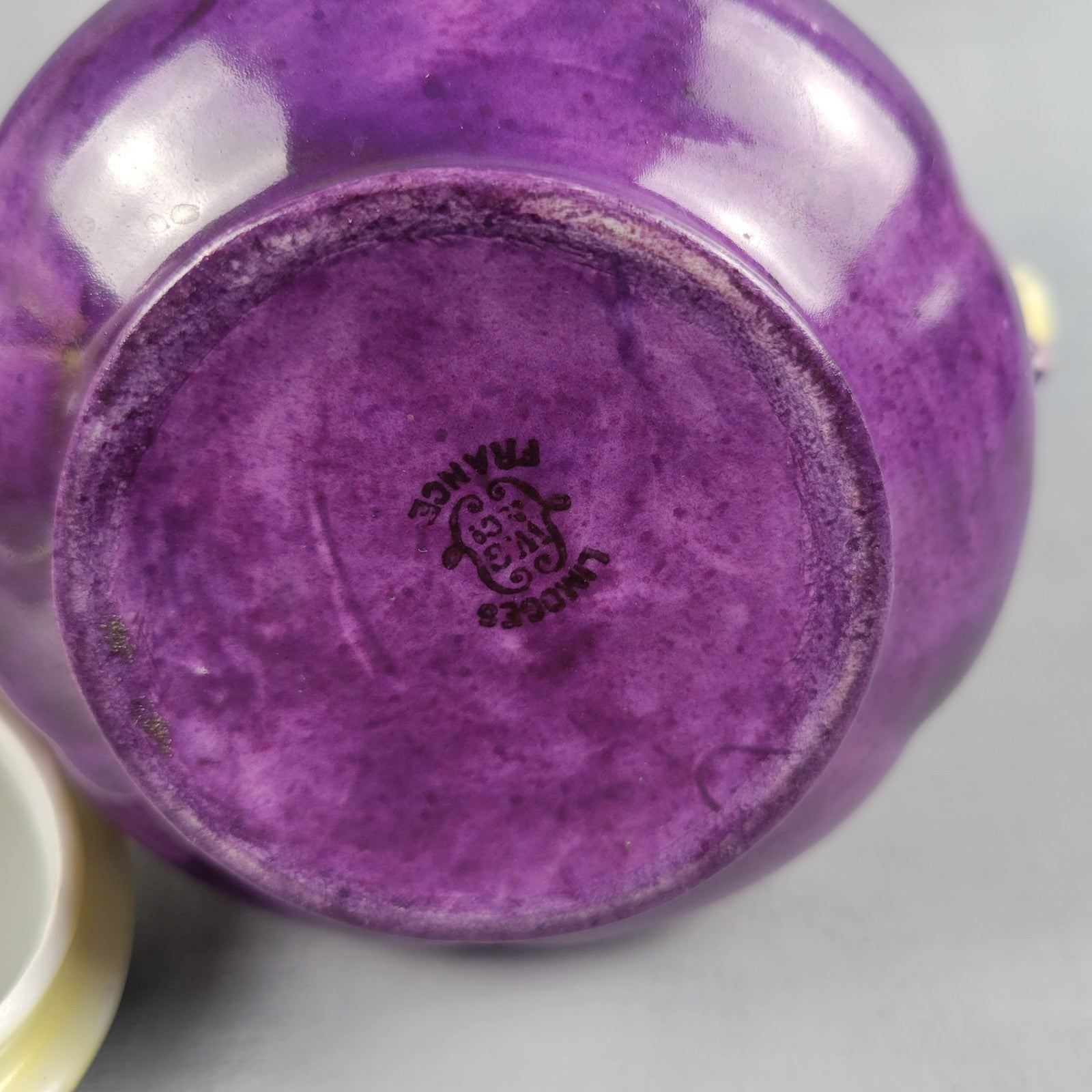 Antique Limoges NVC Portrait Sugar Bowl Jonquil Yellow & Purple Art Nouveau21