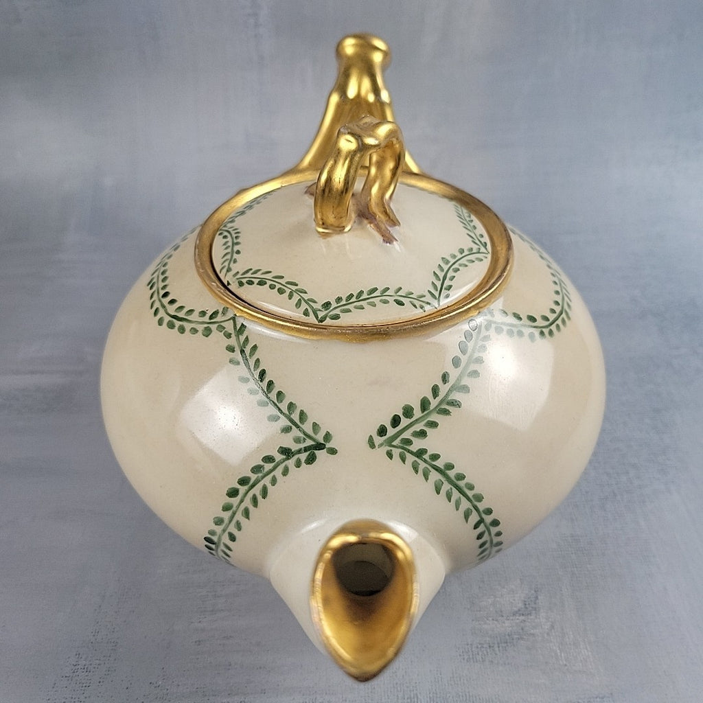 Antique JP Limoges Art Nouveau Teapot Gold Branch Handles France Pouyat4