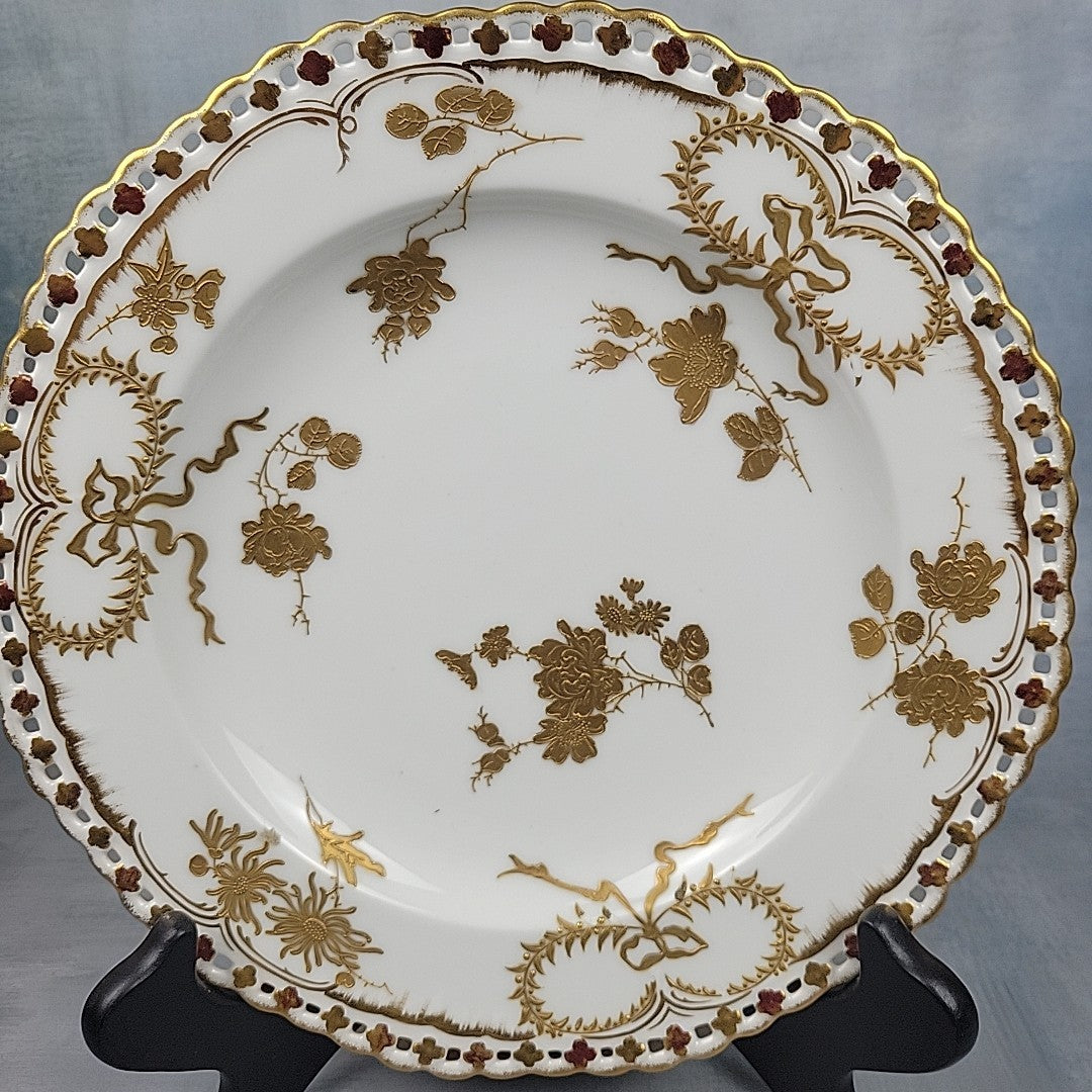 Pairpoint  Limoges Reticulated Gold Floral Gilt Plate c.19005