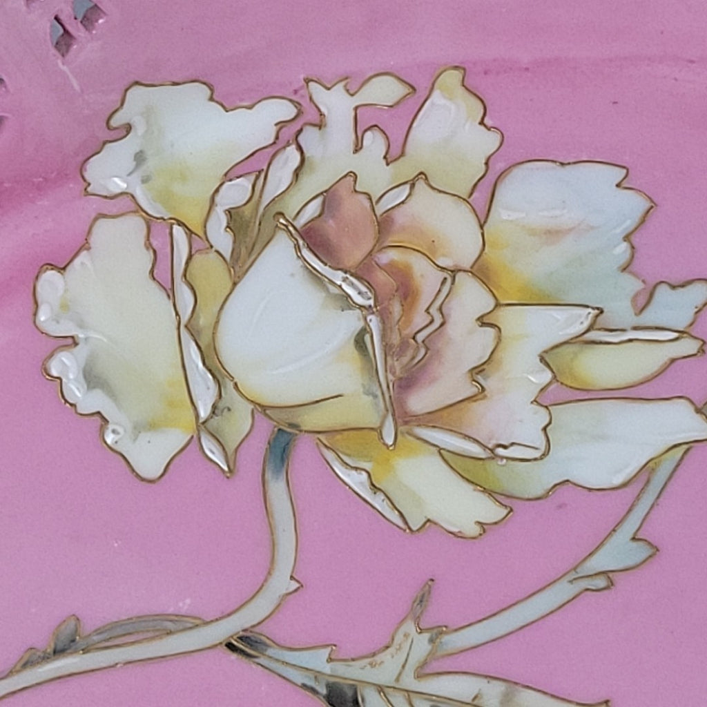 Limoges Pairpoint Reticulated Serving Tray Pink Raised Enamel & Gilt13