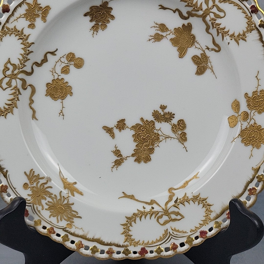 Pairpoint  Limoges Reticulated Gold Floral Gilt Plate c.19008
