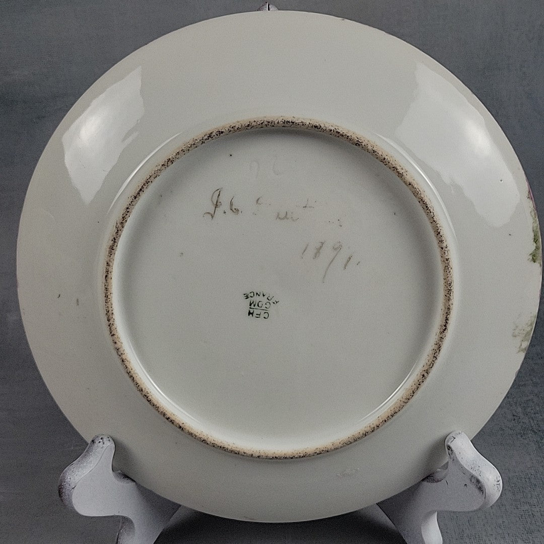 Antique Limoges GDM Hand Painted Portrait Plate Putti Cherub Gold Pink c189115